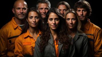 Portrait group of people worker with photo