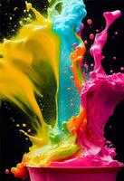 colorful background with splashes. AI generative photo