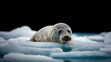 Polar bear on the ice. Weddel Seal Leptonychotes weddellii. AI generative photo