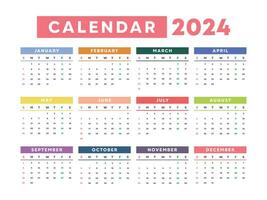 plano 2024 vistoso calendario modelo vector