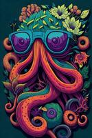 A detailed illustration of a Kraken for a t-shirt design, wallpaper, fashion photo