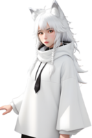 White Fox Demon on Transparent Background By Ai Generator png