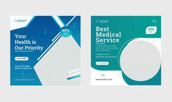 Medical social media post and web banner template vector
