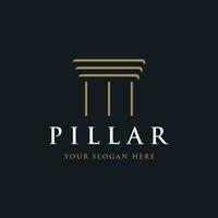 pilar logo diseño para abogados con un lujoso y moderno edificio columna concepto. vector