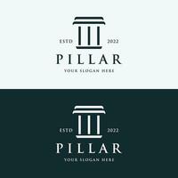 pilar logo diseño para abogados con un lujoso y moderno edificio columna concepto. vector