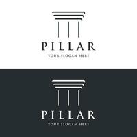 pilar logo diseño para abogados con un lujoso y moderno edificio columna concepto. vector