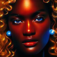 Beautiful 3D Ilustration of African American woman. AI generative photo