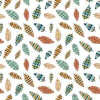 Seamless pattern, colorful feathers of Indians, African tribes, ancient wild tribes. Vector. Fashion design in boho style. For print, textile, fabric, clothing, wrapping paper, notebook cover. vector