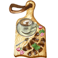 Aquarell Kaffee und Essen Picknick Clip Kunst Satz. png