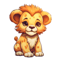 Cute Lion baby toddler illustration on transparent background png
