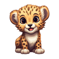 Cute Cheetah toddler illustration on transparent background png