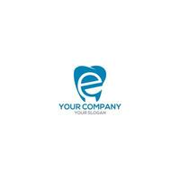 Blue E Dental Logo Design Vector