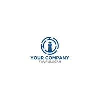 Blue H Lighthouse Logo Design Vector