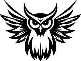 Owl, Black and White Vector illustration