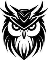 Owl, Black and White Vector illustration