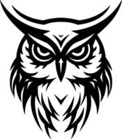 Owl, Black and White Vector illustration