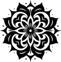 mandala - negro y blanco aislado icono - vector ilustración