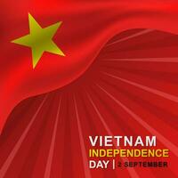 Realistic flag background of Vietnam Independence Day greeting vector