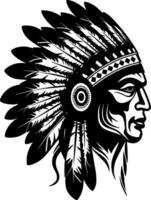 Indian Chief - Black and White Isolated Icon - Vector illustration