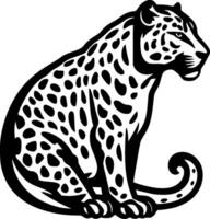 leopardo - negro y blanco aislado icono - vector ilustración