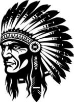 Indian Chief - Black and White Isolated Icon - Vector illustration