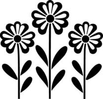 Flowers - Black and White Isolated Icon - Vector illustration