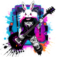 bunny guitarist in graffiti style ai generative png