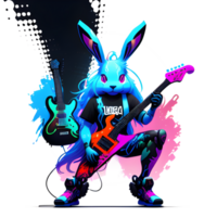 bunny guitarist in graffiti style ai generative png