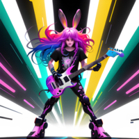 lapin guitariste dans graffiti style ai génératif png