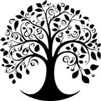 árbol, negro y blanco vector ilustración