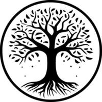 árbol - negro y blanco aislado icono - vector ilustración