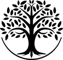 árbol - negro y blanco aislado icono - vector ilustración