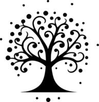 árbol - negro y blanco aislado icono - vector ilustración