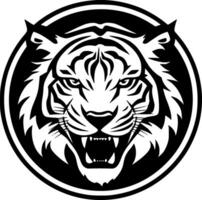 Tigre - negro y blanco aislado icono - vector ilustración