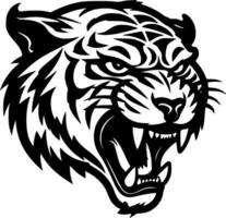 Tigre - negro y blanco aislado icono - vector ilustración