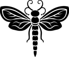 Dragonfly - Black and White Isolated Icon - Vector illustration