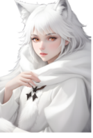 White Fox Demon on Transparent Background Ai Generative png