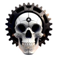 skull and gear transparent background ai generative png