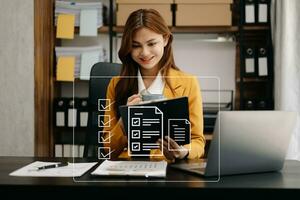 Checklist and filling survey form online. Document management system, DMS. Assessment form, questionnaire, checklist .Quality control and accuracy Check completeness.using a laptop and tablet photo