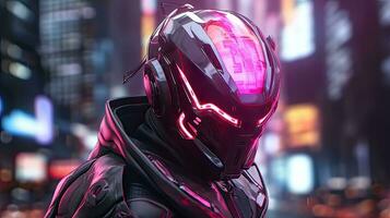 Futuristic Cyberpunk Masked Japanese Warrior Explore the Enigmatic Image in Ultra High Resolution photo