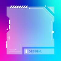 Futuristic square gradient background. Social media frame vector illustration.