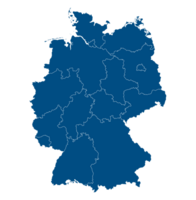 German map administration region in outline blue color. Map of Germany png