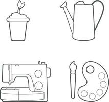 Objects Icon for Daily hobbies. Cute simple casual icons for hobby and daily activities vector