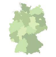 German map administration region in outline green color. Map of Germany vector