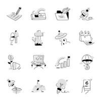 Set of Business Planning Hand Drawn Icons vector