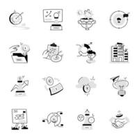 Premium Set of Business Strategies Hand Drawn Icons vector