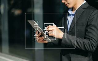 Checklist and filling survey form online. Document management system, DMS. Assessment form, questionnaire, checklist .Quality control and accuracy Check completeness.using a laptop and tablet photo