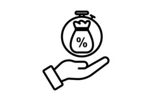 Money Management Icon. Icon related to Credit and Loan. suitable for web site design, app, user interfaces, printable etc. Line icon style. Simple vector design editable