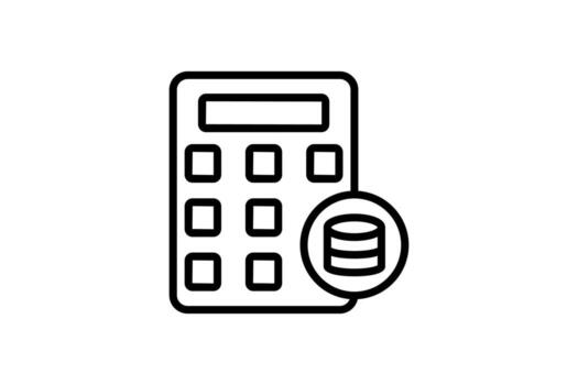 Calculator and Money Icon. Icon related to Credit and Loan. suitable for web site design, app, user interfaces, printable etc. Line icon style. Simple vector design editable