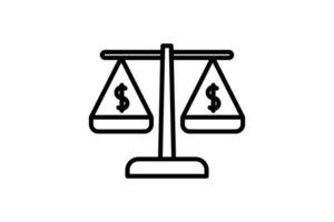 Scales  Money Icon. Icon related to Credit and Loan. suitable for web site design, app, user interfaces, printable etc. Line icon style. Simple vector design editable